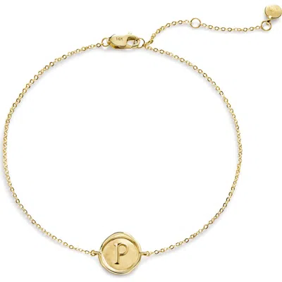 Monica Vinader Initial Stamp Charm Bracelet In 14kt Solid Gold P