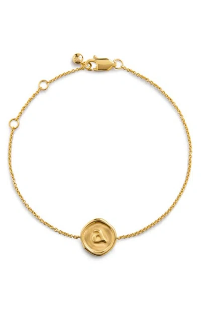 Monica Vinader Initial Stamp Charm Bracelet In 18ct Gold Vermeil A