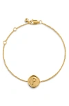 Monica Vinader Initial Stamp Charm Bracelet In 18ct Gold Vermeil P