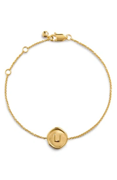 Monica Vinader Initial Stamp Charm Bracelet In 18ct Gold Vermeil U