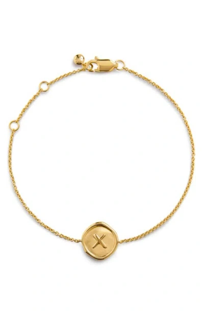 Monica Vinader Initial Stamp Charm Bracelet In 18ct Gold Vermeil X