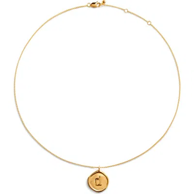 Monica Vinader Initial Stamp Pendant Necklace In 18ct Gold Vermeil D