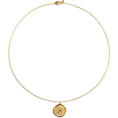Monica Vinader Initial Stamp Pendant Necklace In 18ct Gold Vermeil K