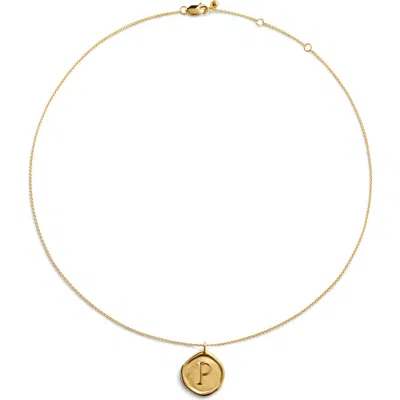Monica Vinader Initial Stamp Pendant Necklace In 18ct Gold Vermeil P