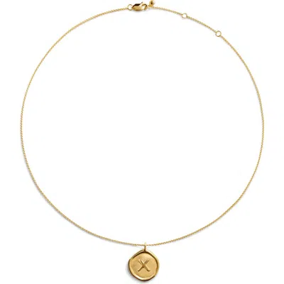 Monica Vinader Initial Stamp Pendant Necklace In 18ct Gold Vermeil X