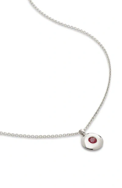 Monica Vinader July Birthstone Ruby Pendant Necklace In Sterling Silver