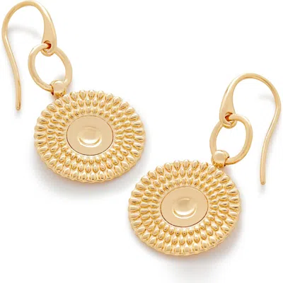 Monica Vinader Juno Disc Drop Earrings In 18ct Gold Vermeil/ss