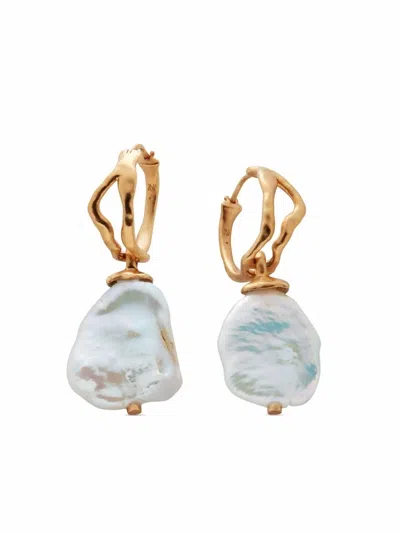 Monica Vinader X Mother Of Pearl Large Gold Vermeil And Keshi Pearl Drop Earrings
