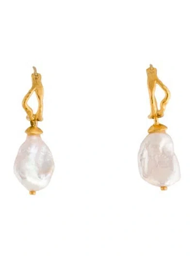 Pre-owned Monica Vinader Keshi Pearl Large Hoop Earrings In Multicolor