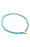 Monica Vinader Kissing Moon Beaded Amazonite Necklace In 18ct Gold Vermeil/amazonite