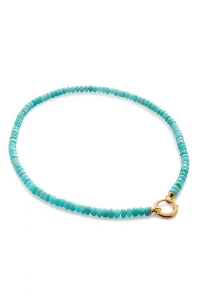 Monica Vinader Kissing Moon Beaded Amazonite Necklace In 18ct Gold Vermeil/amazonite