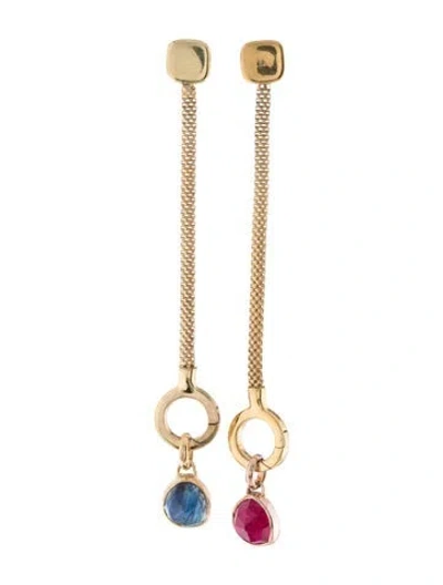 Pre-owned Monica Vinader Kyanite & Dyed Quartzite Woven Chain Drop Earrings In Multicolor