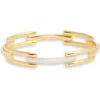 Monica Vinader Lab Created Diamond Bangle In 18ct Gold Vermeil/diamond