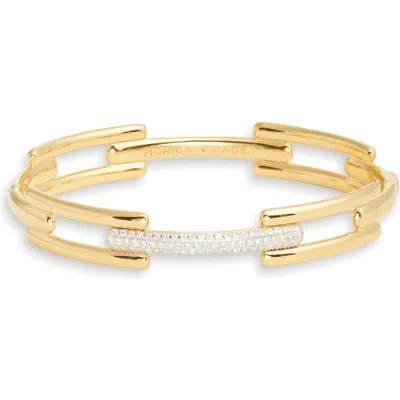 Monica Vinader Lab Created Diamond Bangle In 18ct Gold Vermeil/diamond
