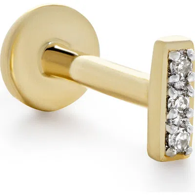 Monica Vinader Lab-created Diamond Bar Single Labret Stud In 14kt Solid Gold/lab Diamond