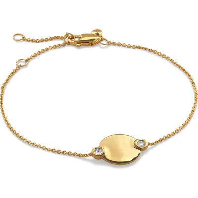 Monica Vinader Lab Created Diamond Engravable Disc Bracelet In Gold
