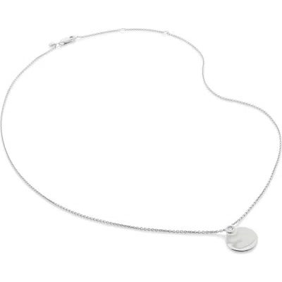 Monica Vinader Lab Created Diamond Engravable Pendant Necklace In Silver