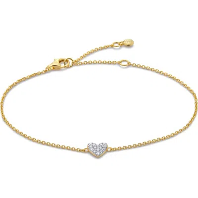 Monica Vinader Lab-created Diamond Heart Charm Bracelet In Gold