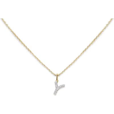 Monica Vinader Lab Created Diamond Initial Pendant Necklace In Gold