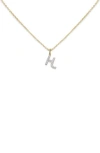Monica Vinader Lab Created Diamond Initial Pendant Necklace In 14k Solid Gold - H