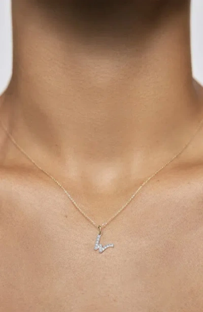 Monica Vinader Lab Created Diamond Initial Pendant Necklace In 14k Solid Gold - W