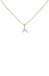 Monica Vinader Lab Created Diamond Initial Pendant Necklace In 14kt Solid Gold - A