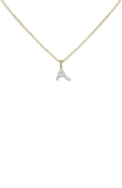 Monica Vinader Lab Created Diamond Initial Pendant Necklace In 14kt Solid Gold - A
