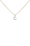 Monica Vinader Lab Created Diamond Initial Pendant Necklace In 14kt Solid Gold - C