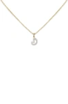Monica Vinader Lab Created Diamond Initial Pendant Necklace In 14kt Solid Gold - D