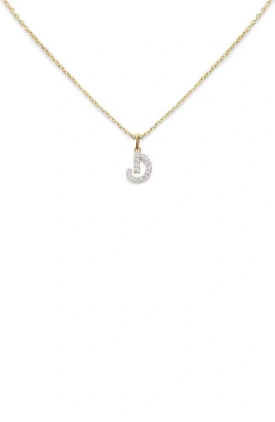 Monica Vinader Lab Created Diamond Initial Pendant Necklace In 14kt Solid Gold - D