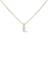Monica Vinader Lab Created Diamond Initial Pendant Necklace In 14kt Solid Gold - E