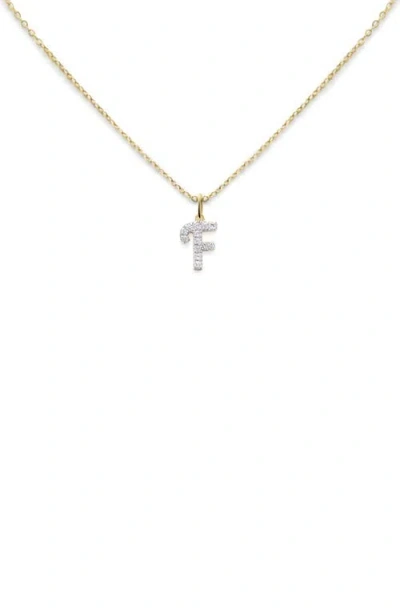 Monica Vinader Lab Created Diamond Initial Pendant Necklace In 14kt Solid Gold - F