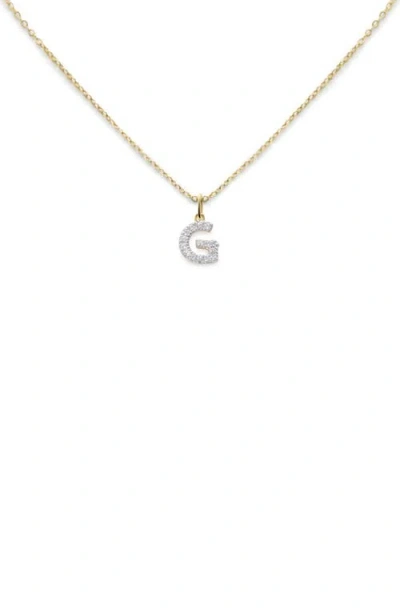 Monica Vinader Lab Created Diamond Initial Pendant Necklace In 14kt Solid Gold - G