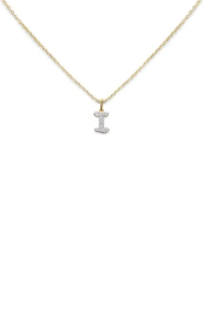 Monica Vinader Lab Created Diamond Initial Pendant Necklace In 14kt Solid Gold - I
