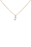 Monica Vinader Lab Created Diamond Initial Pendant Necklace In 14kt Solid Gold - J