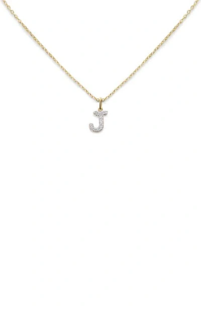 Monica Vinader Lab Created Diamond Initial Pendant Necklace In 14kt Solid Gold - J