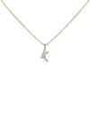 Monica Vinader Lab Created Diamond Initial Pendant Necklace In 14kt Solid Gold - K