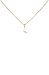 Monica Vinader Lab Created Diamond Initial Pendant Necklace In 14kt Solid Gold - L