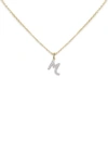 Monica Vinader Lab Created Diamond Initial Pendant Necklace In 14kt Solid Gold - M