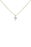 Monica Vinader Lab Created Diamond Initial Pendant Necklace In 14kt Solid Gold - P