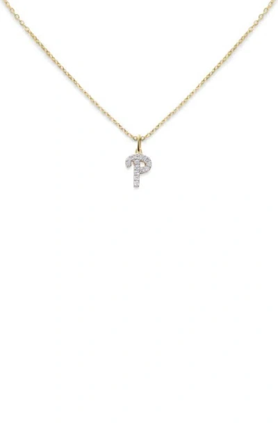 Monica Vinader Lab Created Diamond Initial Pendant Necklace In 14kt Solid Gold - P