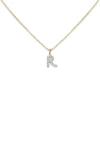 Monica Vinader Lab Created Diamond Initial Pendant Necklace In 14kt Solid Gold - R
