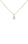 Monica Vinader Lab Created Diamond Initial Pendant Necklace In 14kt Solid Gold - S