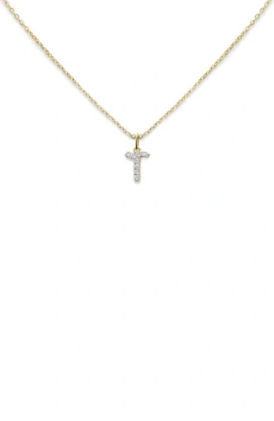 Monica Vinader Lab Created Diamond Initial Pendant Necklace In 14kt Solid Gold - T
