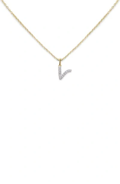 Monica Vinader Lab Created Diamond Initial Pendant Necklace In 14kt Solid Gold - V
