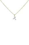 Monica Vinader Lab Created Diamond Initial Pendant Necklace In 14kt Solid Gold - X