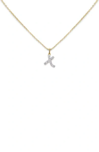 Monica Vinader Lab Created Diamond Initial Pendant Necklace In 14kt Solid Gold - X