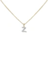 Monica Vinader Lab Created Diamond Initial Pendant Necklace In 14kt Solid Gold - Z