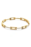Monica Vinader 18ct Gold-plated Vermeil Silver Diamond Signature Link Skinny Bangle Bracelet In Gold