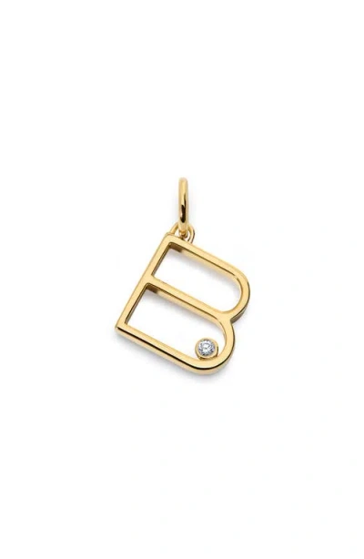 Monica Vinader Lab Grown Diamond Initial Pendant In Green